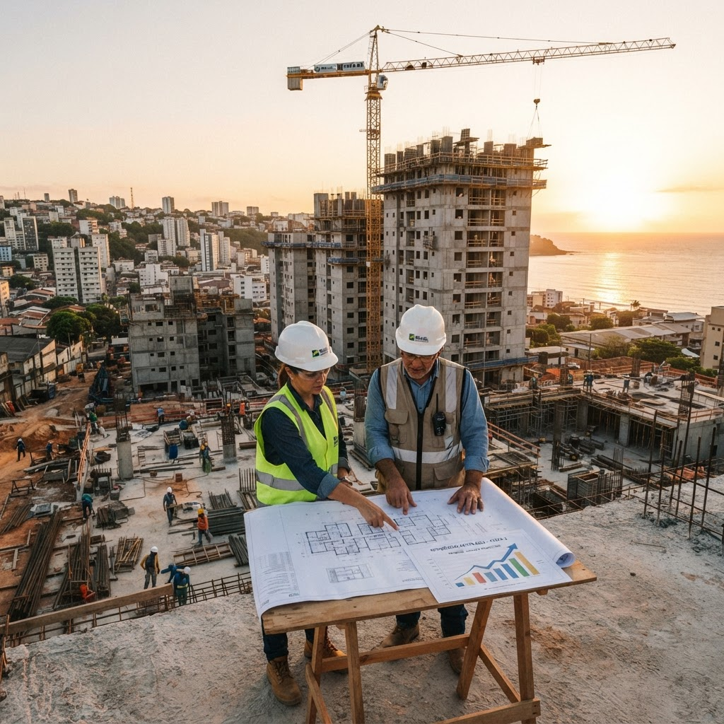 Empreendimento em construção financiado pela CAIXA